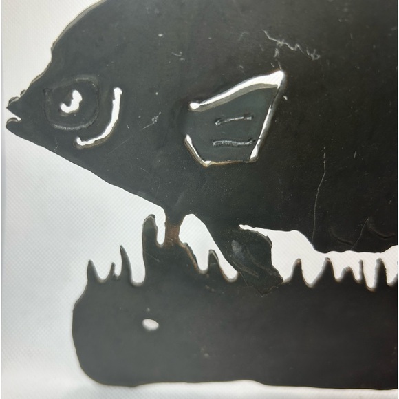 Metal fish toilet paper holder ironworks black handmade Made in USA - Picture 2 of 5